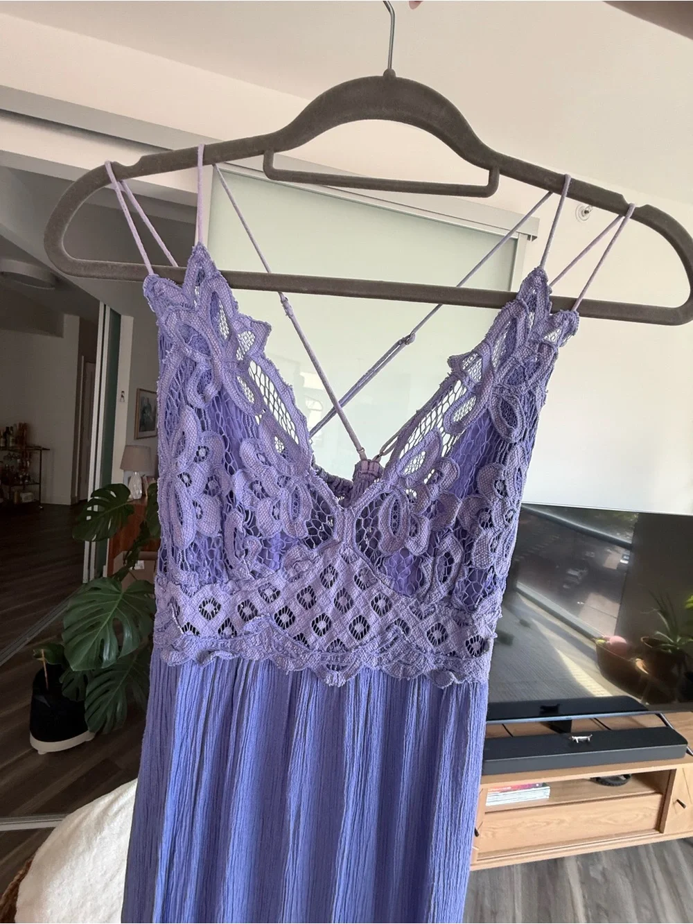 Free People Adella Maxi Slip Dress Lace Bodice
